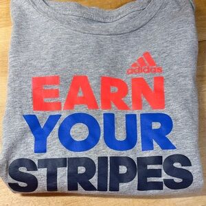 Adidas Kids Gray Long Sleeve Tee with Red and Blue Graphic